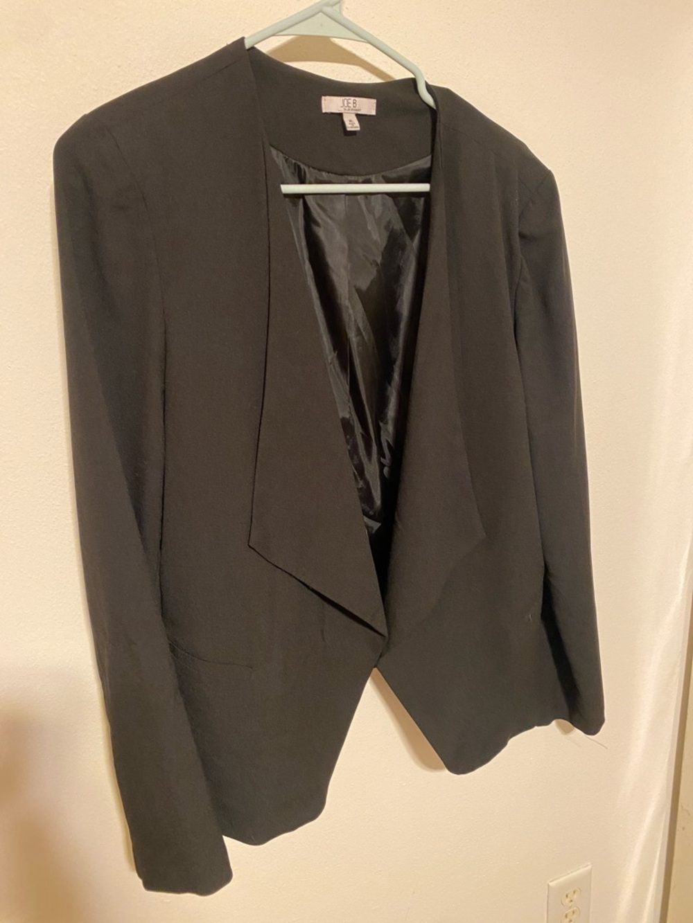 Joe Benbasset Black Open-Front Draped Blazer Jacket
